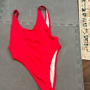 Red High Waisted One Piece